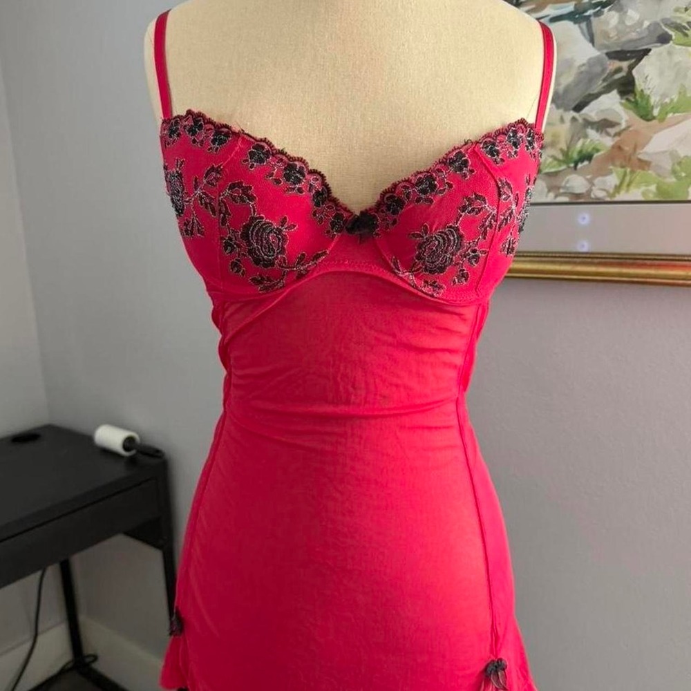 Adorable red mesh lingerie dress
